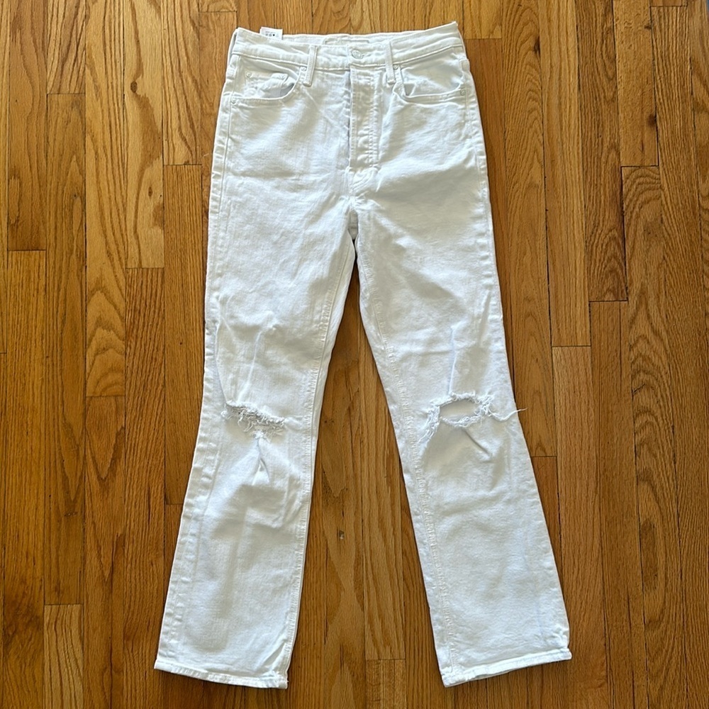 Mother Superior sz 27 The Tripper ‘Almost Innocent’ white jeans distressed knees